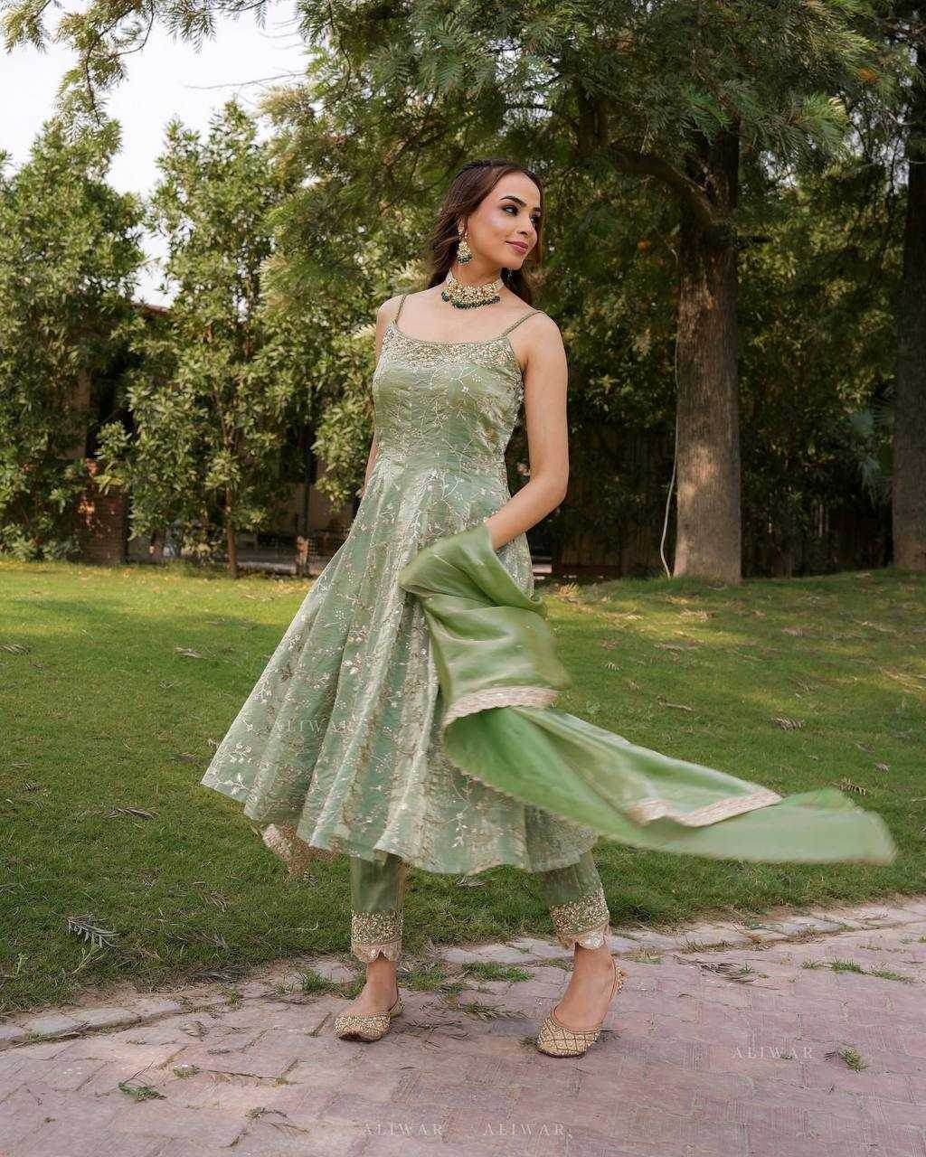Silk Embroidery Anarkali Party Sequin Gown - MYLUXURY LANE ENTERPRISE